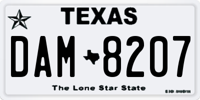 TX license plate DAM8207