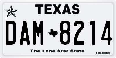TX license plate DAM8214