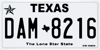 TX license plate DAM8216