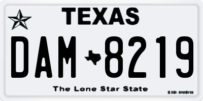 TX license plate DAM8219