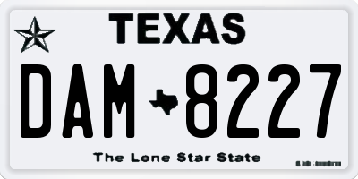 TX license plate DAM8227