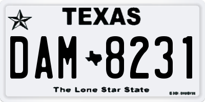 TX license plate DAM8231