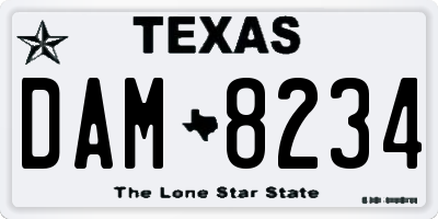 TX license plate DAM8234
