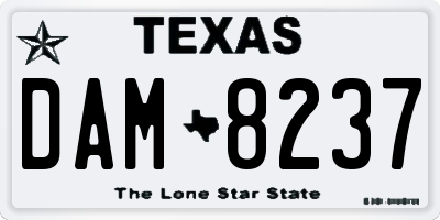 TX license plate DAM8237
