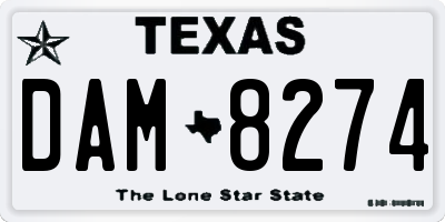 TX license plate DAM8274