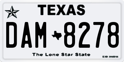 TX license plate DAM8278