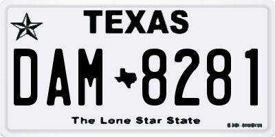 TX license plate DAM8281