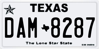 TX license plate DAM8287