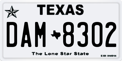 TX license plate DAM8302