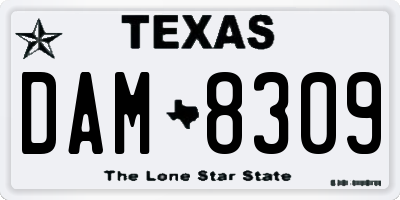 TX license plate DAM8309