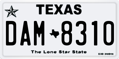 TX license plate DAM8310