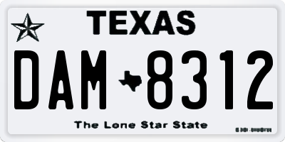 TX license plate DAM8312