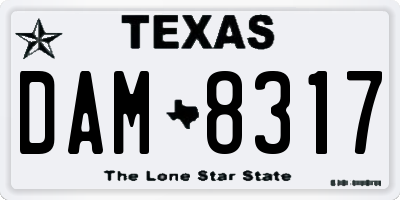 TX license plate DAM8317