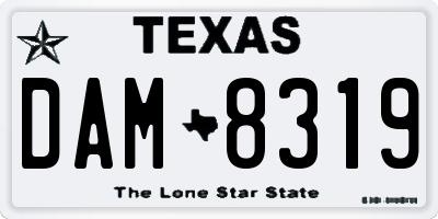 TX license plate DAM8319
