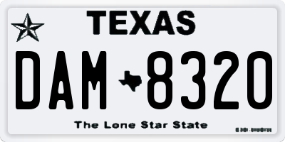TX license plate DAM8320