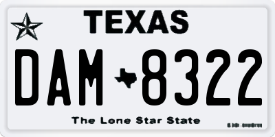 TX license plate DAM8322