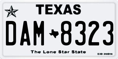TX license plate DAM8323