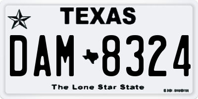 TX license plate DAM8324