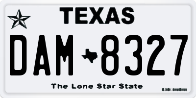 TX license plate DAM8327
