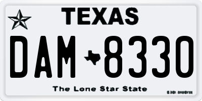 TX license plate DAM8330