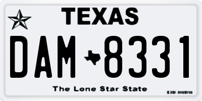 TX license plate DAM8331