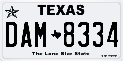 TX license plate DAM8334