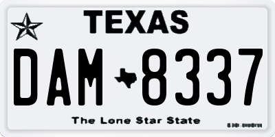 TX license plate DAM8337