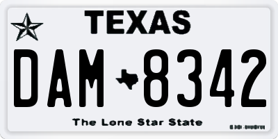 TX license plate DAM8342