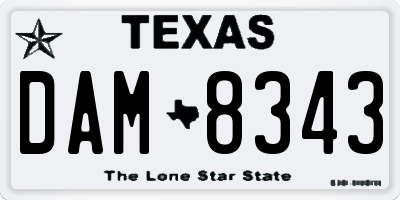 TX license plate DAM8343