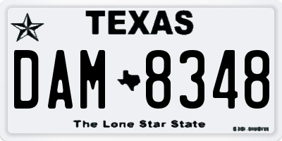 TX license plate DAM8348