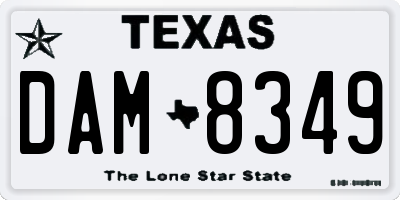 TX license plate DAM8349