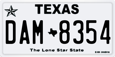 TX license plate DAM8354