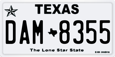 TX license plate DAM8355