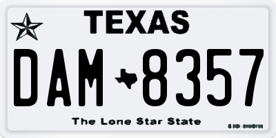 TX license plate DAM8357