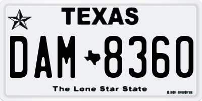 TX license plate DAM8360
