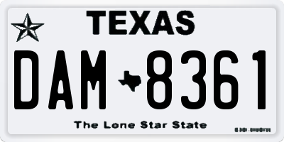 TX license plate DAM8361
