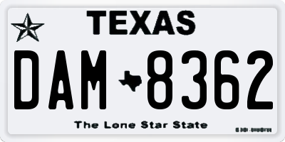 TX license plate DAM8362