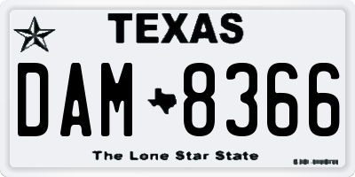 TX license plate DAM8366
