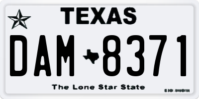 TX license plate DAM8371