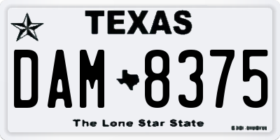 TX license plate DAM8375