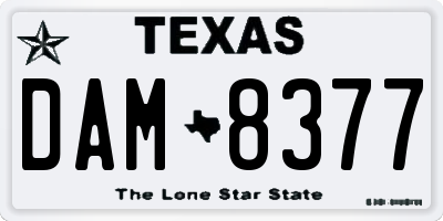 TX license plate DAM8377