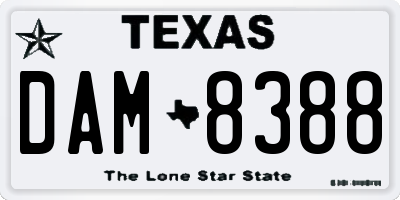 TX license plate DAM8388