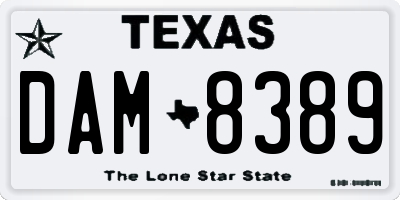 TX license plate DAM8389
