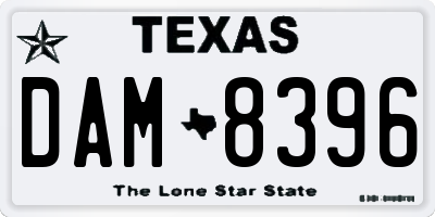 TX license plate DAM8396