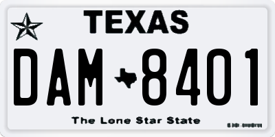 TX license plate DAM8401