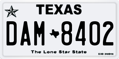 TX license plate DAM8402