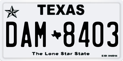 TX license plate DAM8403