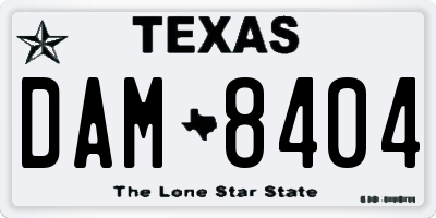 TX license plate DAM8404