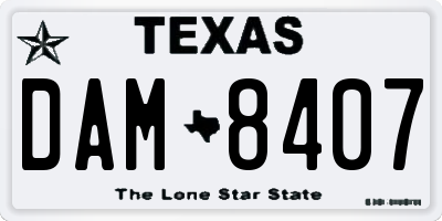 TX license plate DAM8407