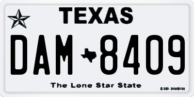 TX license plate DAM8409